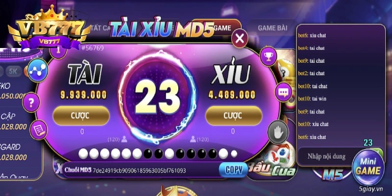 Tài Xỉu VB777 sử dụng thuật toán MD5 kết quả minh bạch Tài Xỉu VB777 sử dụng thuật toán MD5 kết quả minh bạch
